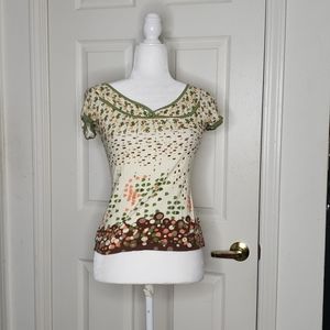 🤯3/$12 Weavers Green Cream Top Medium